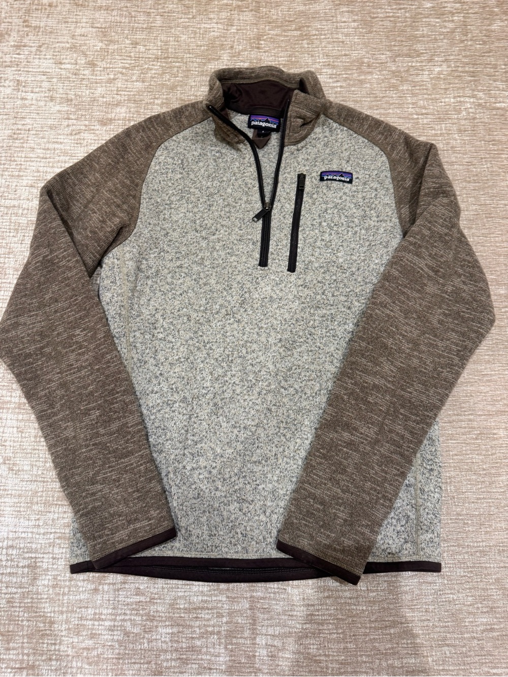 Patagonia Better Sweater Quarter Zip Fleece Bleached Stone Pale Khaki Mens small